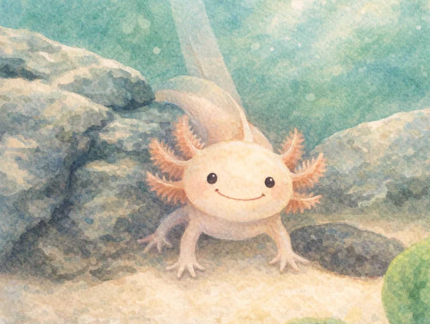 Axolotl cartoon portrait