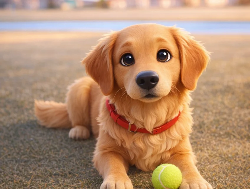 Golden Retriever cartoon portrait