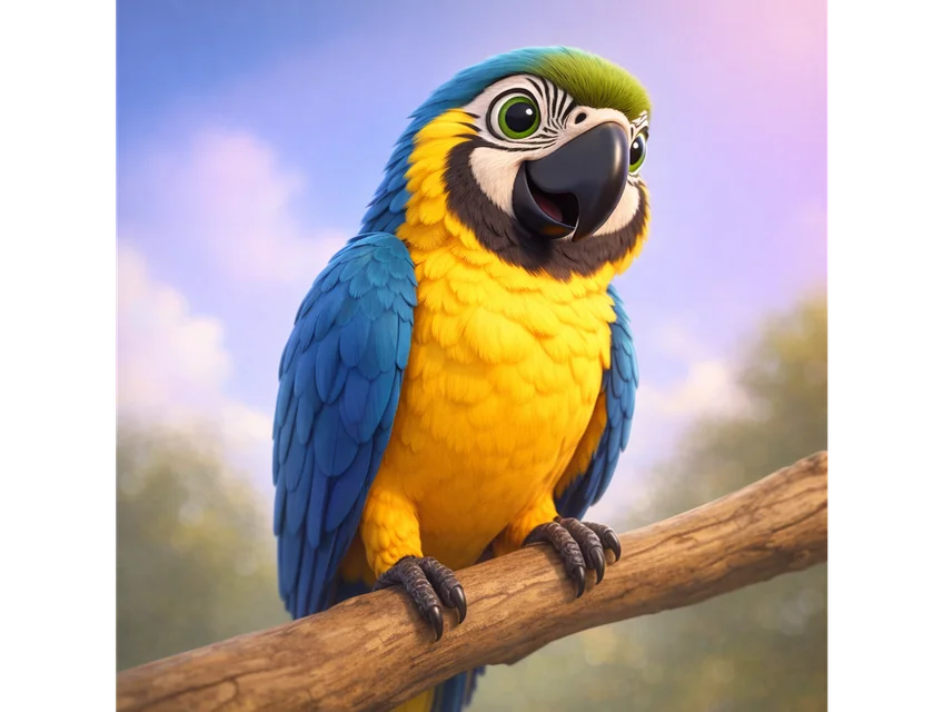 Scarlet Macaw cartoon portrait
