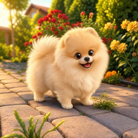 Fluffy Pomeranian puppy cartoon